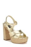 Nine West Womens Buckle Manmade Platform Heels In Gold