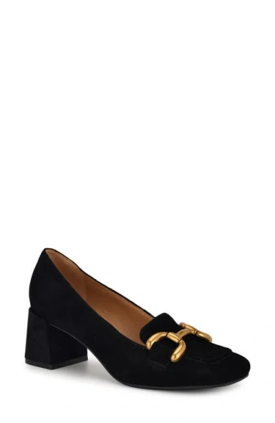 Nine West Veepe Bit Loafer Pump In Black Suede