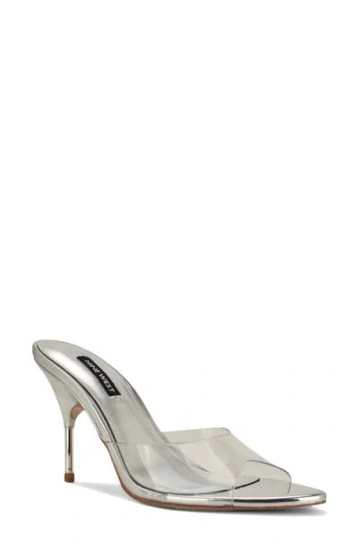 Nine West Vella Pointed Toe Slide Sandal In Silver