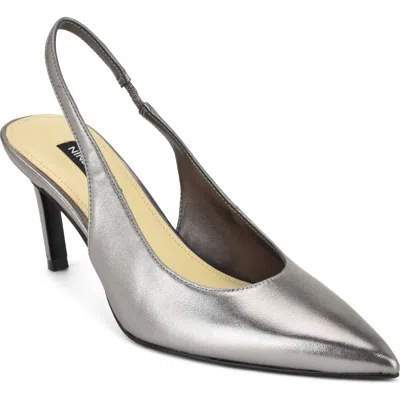 Nine West Verone Faux Leather Slingback Pump In Silver