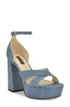 Nine West Vicky Ankle Strap Platform Sandal In Blue