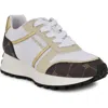 Nine West Vino Mixed Media Sneaker In White