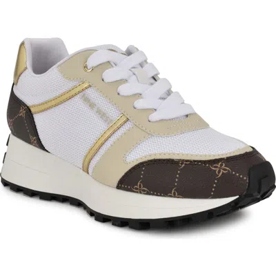 Nine West Vino Mixed Media Sneaker In White