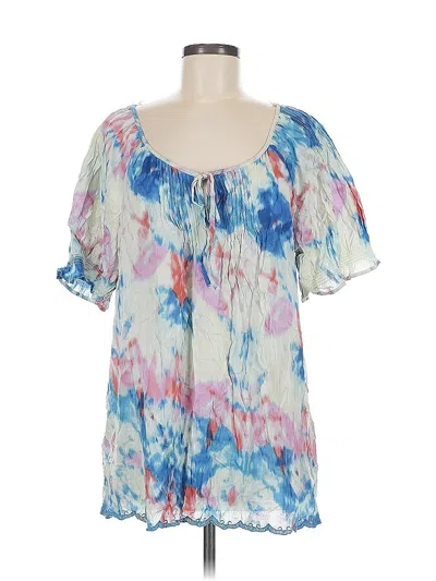 Pre-owned Nine West Vintage America Short Sleeve Blouse In Blue