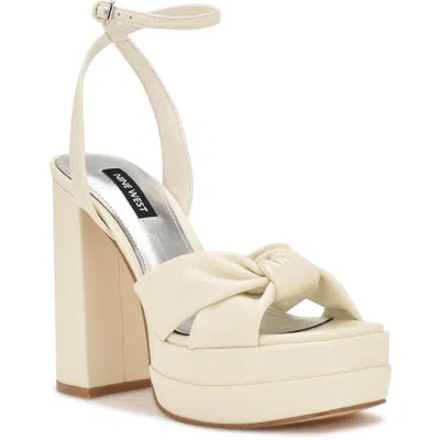Nine West Vivid3 Womens Bow Man Made Platform Sandals In Multi