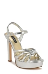 Nine West Waser Ankle Strap Platform Sandal In Silver,gold