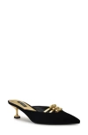 Nine West Weeka Kitten Heel Mule In Black Gold