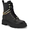 Shop Nine West Whughes3 Womens Embellished Manmade Motorcycle Boots In Black