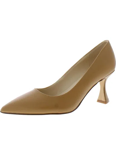 Nine West Why Not Womens Leather Pumps Slide In Beige