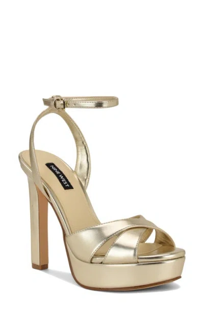 Nine West Wilda Ankle Strap Platform Sandal In Gold