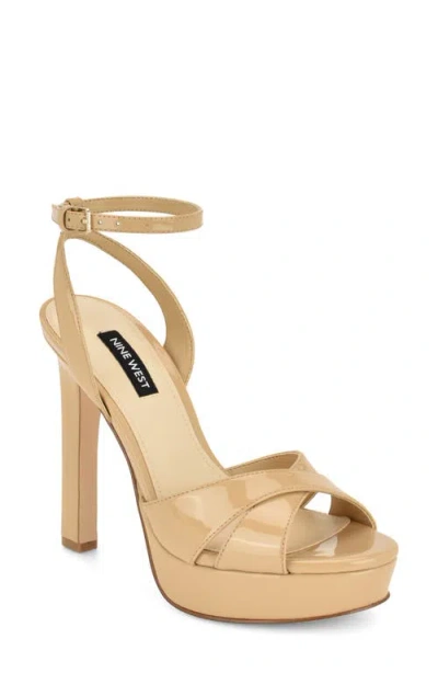 Nine West Wilda Ankle Strap Platform Sandal In Neutral