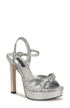 Nine West Women's Winne Knot High Heel Platform Sandals In Silver