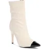 Nine West Winner Pointed Toe Boot In Chic Cream/nero