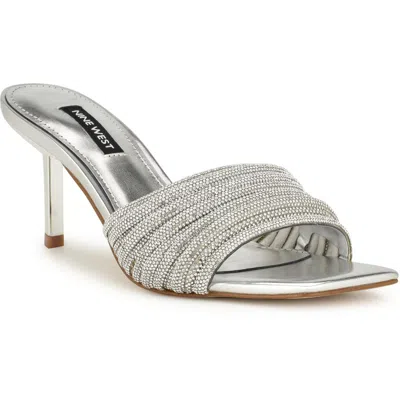 Nine West Wn Harbor 5 Womens Rhinestone Slip On Heels In Silver