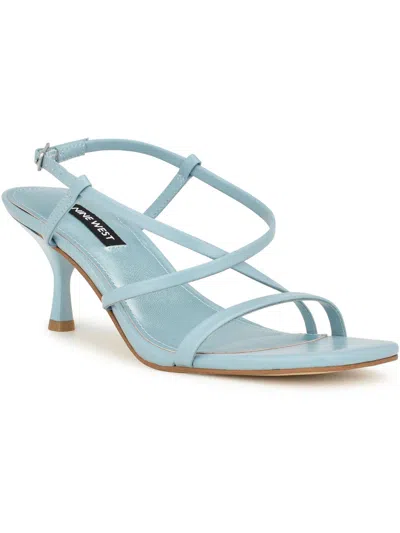 Nine West Wn Haya 3 Womens Faux Leather Buckle Kitten Heels In Light Blue