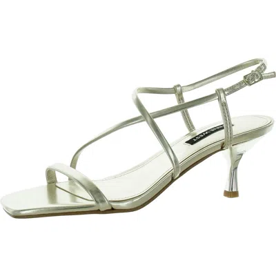 Nine West Wn Haya 3 Womens Faux Leather Buckle Kitten Heels In Gold
