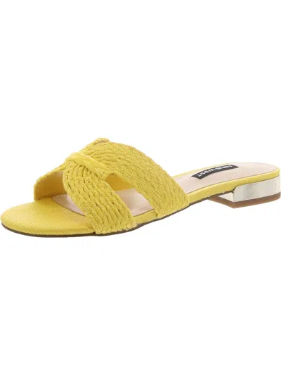 Nine West Wn Irenie 2 Womens Woven Metallic Slide Sandals In Yellow