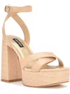 Nine West Wn Joya 3 Womens Faux Leather Ankle Strap In Beige