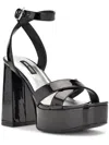 Nine West Wn Joya 3 Womens Faux Leather Ankle Strap In Black
