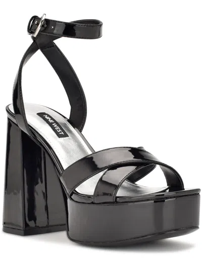 Nine West Wn Joya 3 Womens Faux Leather Ankle Strap In Black Patent