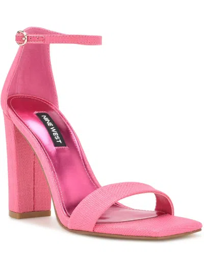 Nine West Wn Marrie 2 Womens Textured Square Toe Ankle Strap In Pink