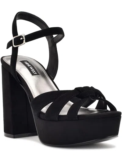 Nine West Wn Rast Womens Suede Ankle Strap Platform Sandals In Black