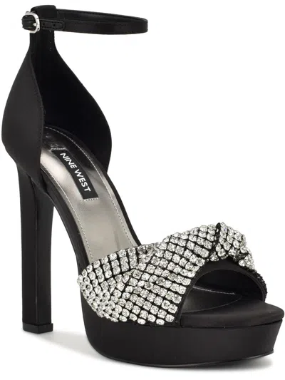 Nine West Wn Wary 2 Womens Woven Jeweled Platform Sandals In Black