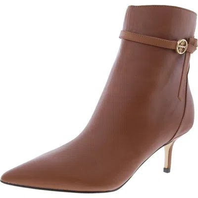 Nine West Wnansell Womens Zipper Faux Leather Booties In Brown
