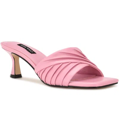Nine West Wnazala3 Womens Faux Leather Slip On Kitten Heels In Pink
