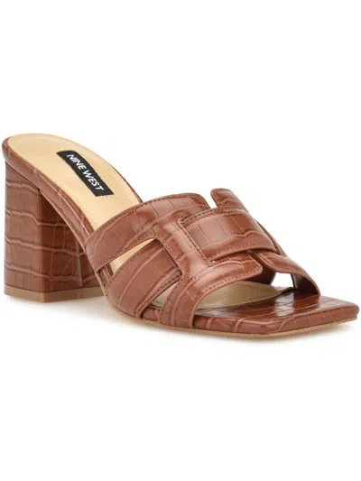 Nine West Wnkaelyn3 Womens Faux Leather Dressy Strappy Sandals In Brown