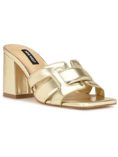 Nine West Wnkaelyn3 Womens Faux Leather Dressy Strappy Sandals In Gold