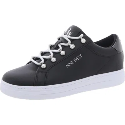 Nine West Wnpaves3 Womens Lace-up Faux Leather Casual And Fashion Sneakers In Black