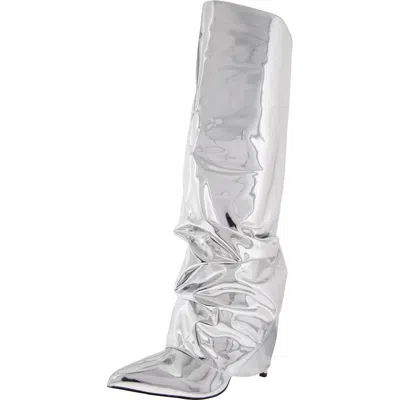 Nine West Wnrandee3 Womens Covered Heel Manmade Over-the-knee Boots In Silver