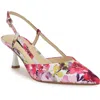 Nine West Wnrhonda2 Womens Floral Print Manmade Slingback Heels In Pink