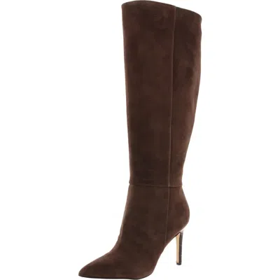 Nine West Wnricky-wc Womens Solid Leather Knee-high Boots In Brown Suede