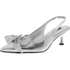 Nine West Wnrills Womens Bow Manmade Slingback Heels In Silver