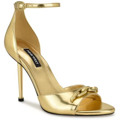 Nine West Wnrittz3 Womens Logo Manmade Ankle Strap In Gold