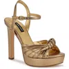 Nine West Wnwinne3 Womens Block Heel Man Made Ankle Strap In Gold