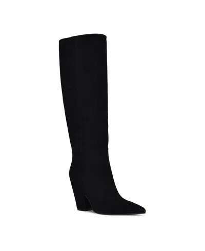 Nine West Women's Adera Wide Calf Tall Pointy Toe Dress Boots In Black