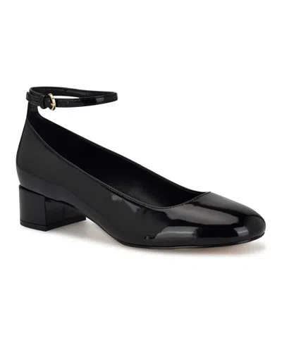 Nine West Women's Amaize Block Heel Ankle Strap Dress Pumps In Dark Red Patent