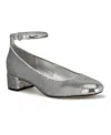 Nine West Amaize Ankle Strap Pump In Silver Sequin