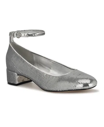 NINE WEST WOMEN'S AMAIZE BLOCK HEEL ANKLE STRAP DRESS PUMPS