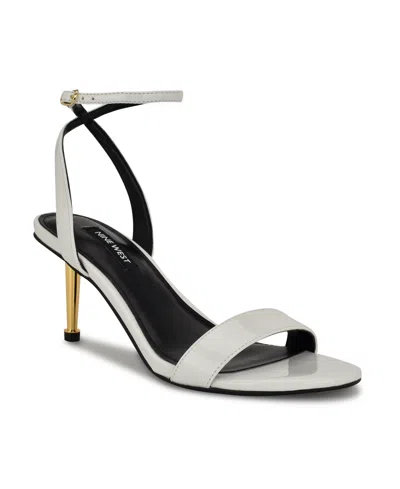 Nine West Women's Anny Ankle Strap Stiletto Sandals In White Patent