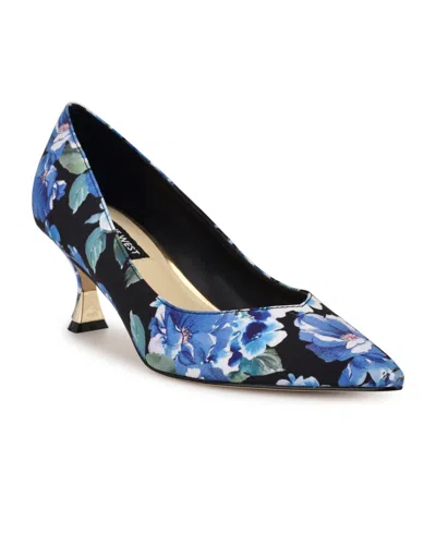 Nine West Ariella Pointed Toe Pump In Blue Bouquet Floral