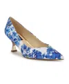 Nine West Ariella Pointed Toe Pump In White,blue Bouquet Floral