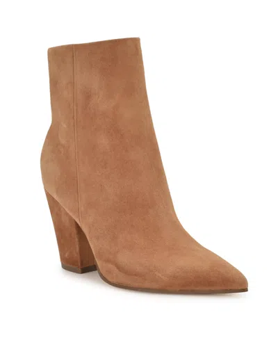 Nine West Women's Ariza Block Heel Dress Ankle Booties In Brown