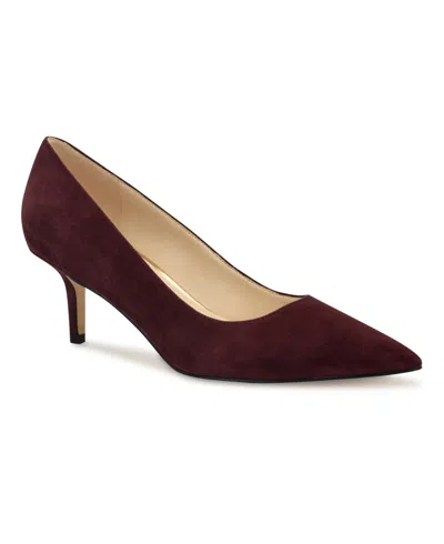 Nine West Women's Arlene Kitten Heel Pointy Toe Pumps In Burgundy Suede