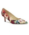 Nine West Women's Arlene Kitten Heel Pointy Toe Pumps In Dark Red Fall Floral