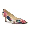 Nine West Women's Arlene Kitten Heel Pointy Toe Pumps In Navy Fall Floral Multi