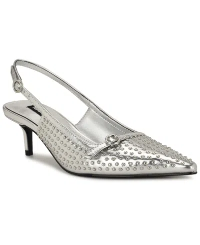 NINE WEST WOMEN'S ASHLEA SLINGBACK KITTEN HEEL PUMPS
